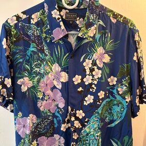 Guess Blue Floral Men's Shirt